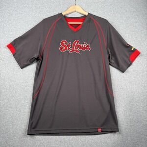 St Louis Cardinals Shirt Mens Medium Gray MLB Baseball Majestic Jersey Short Slv